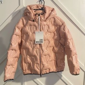 Love Moschino Quilted-heart Jacket Coat Pink